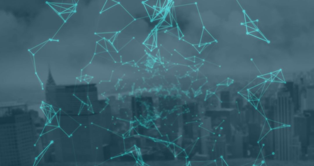 Global Network Technology Overlaying Busy Cityscape