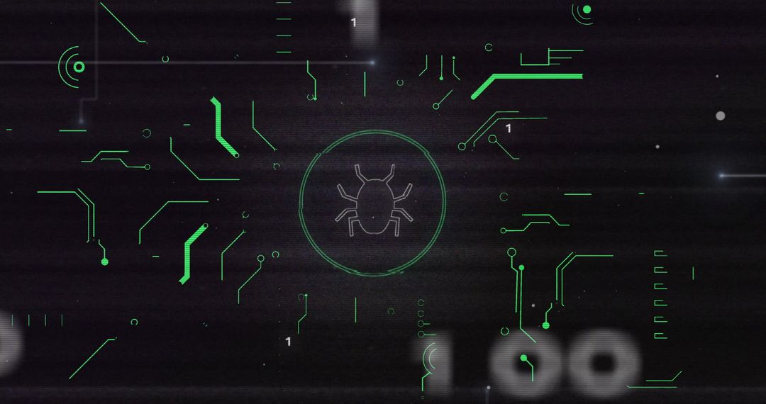 Digital Bug Symbol Amidst Binary Code Background