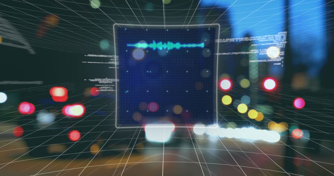 Digital Interface Visual Over City Lights Data Processing Concept