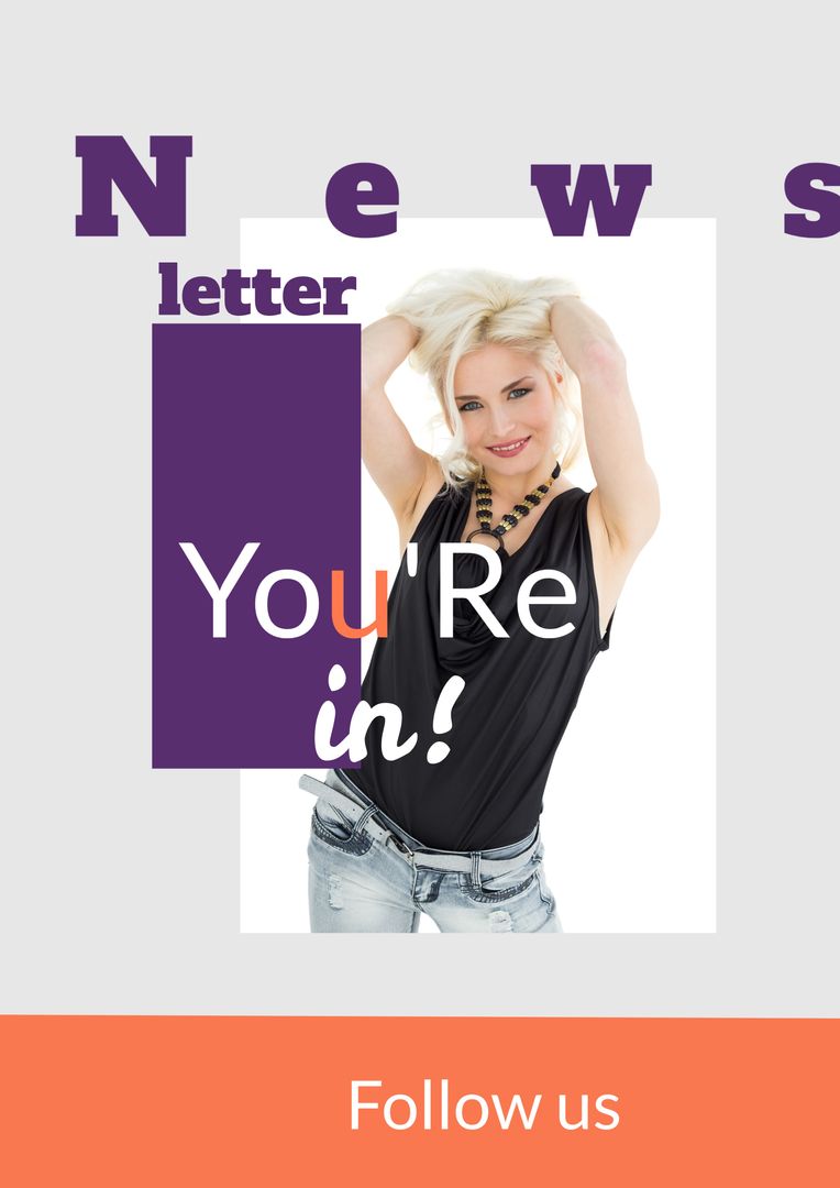 Energetic Newsletter Signup Design with Enthusiastic Woman