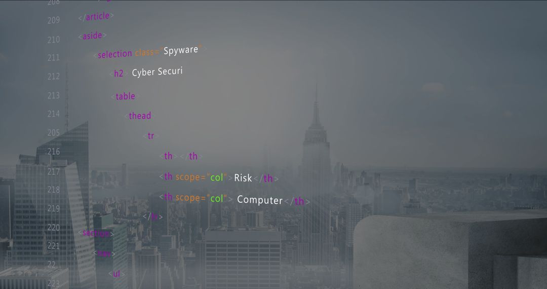 HTML Code Overlay New York Skyline Modern Technology Urban Innovation