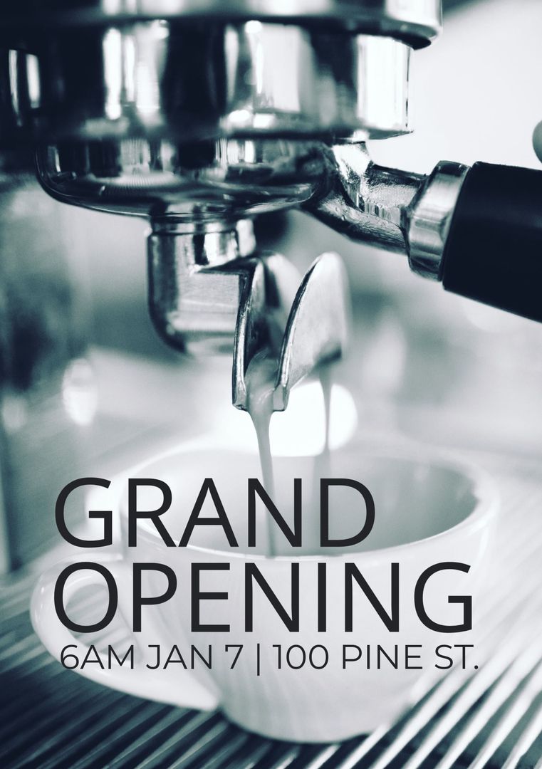 Café Grand Opening Invitation with Espresso Machine - Download Free Stock Templates Pikwizard.com