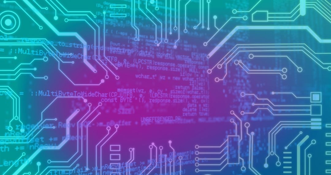 Futuristic Digital Circuit Board with Gradient Background