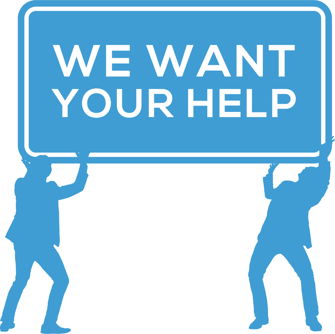 Transparent Illustration of Figures Holding Help Request Sign