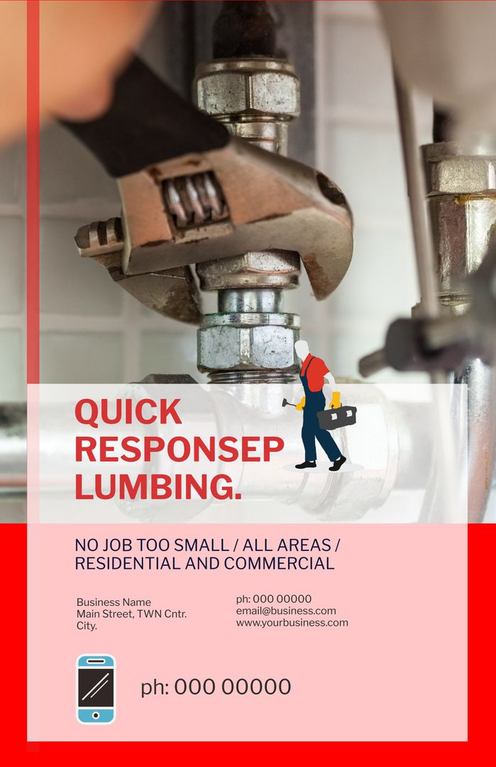 Emergency Plumbing Ad Template with Contact Information for Quick Services - Download Free Stock Templates Pikwizard.com