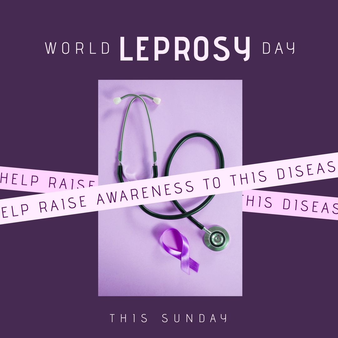 World Leprosy Day Awareness Poster with Stethoscope and Purple Ribbon - Download Free Stock Templates Pikwizard.com