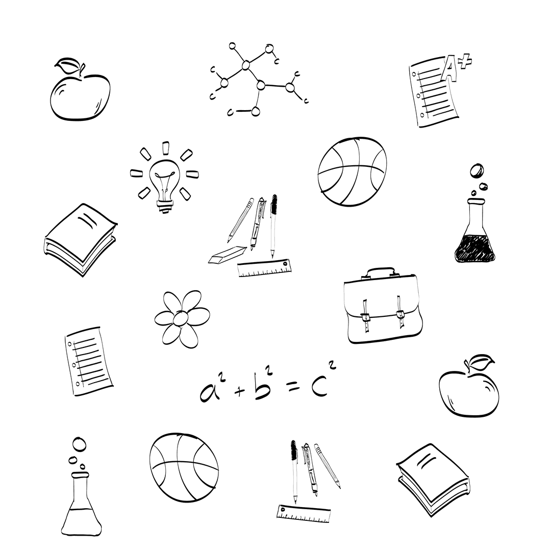 Geometric School Tools Illustration with Transparent Background