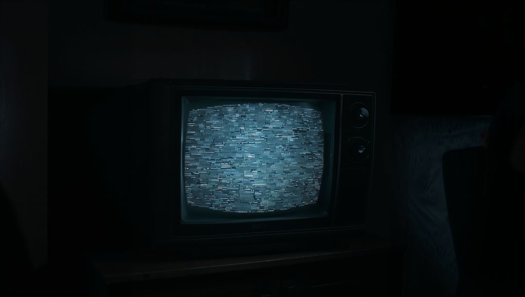 Nostalgic Vintage CRT Television Displaying Static Noise