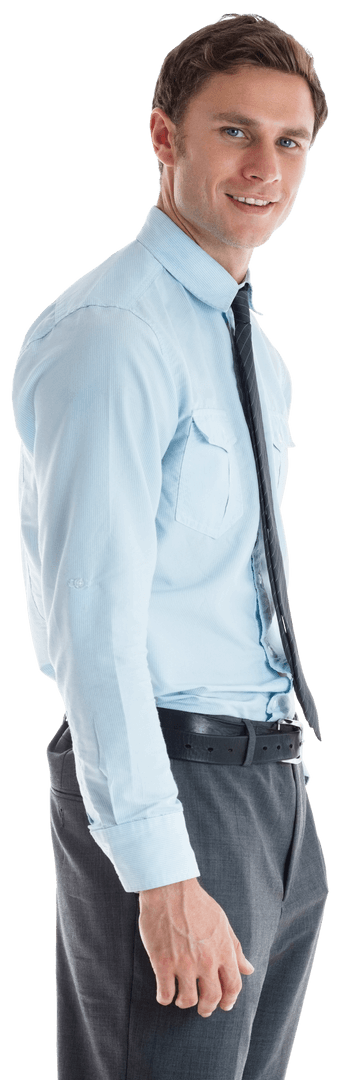 Transparent Smiling Businessman in Professional Attire