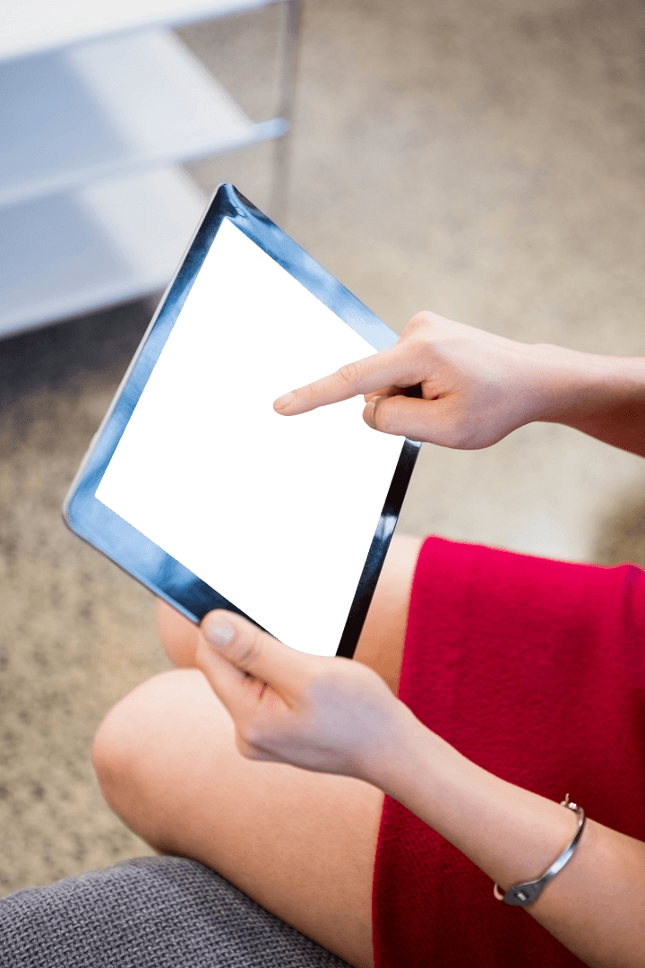 Transparent Screen of Digital Tablet in Businesswoman's Hands
