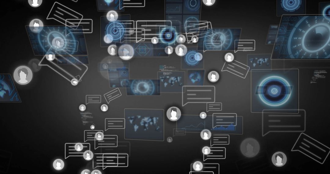 Futuristic Digital Communication with Virtual Avatars and Chat Bubbles