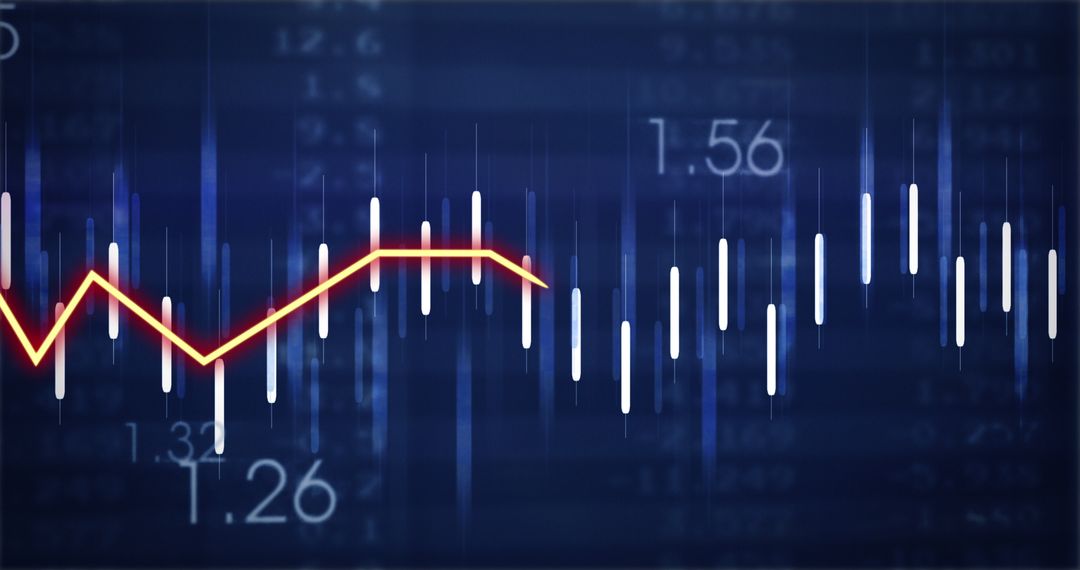 Digital Financial Graph and Data Display on Blue Background