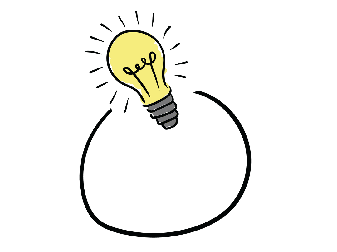 Transparent Light Bulb Illustration with Black Outline