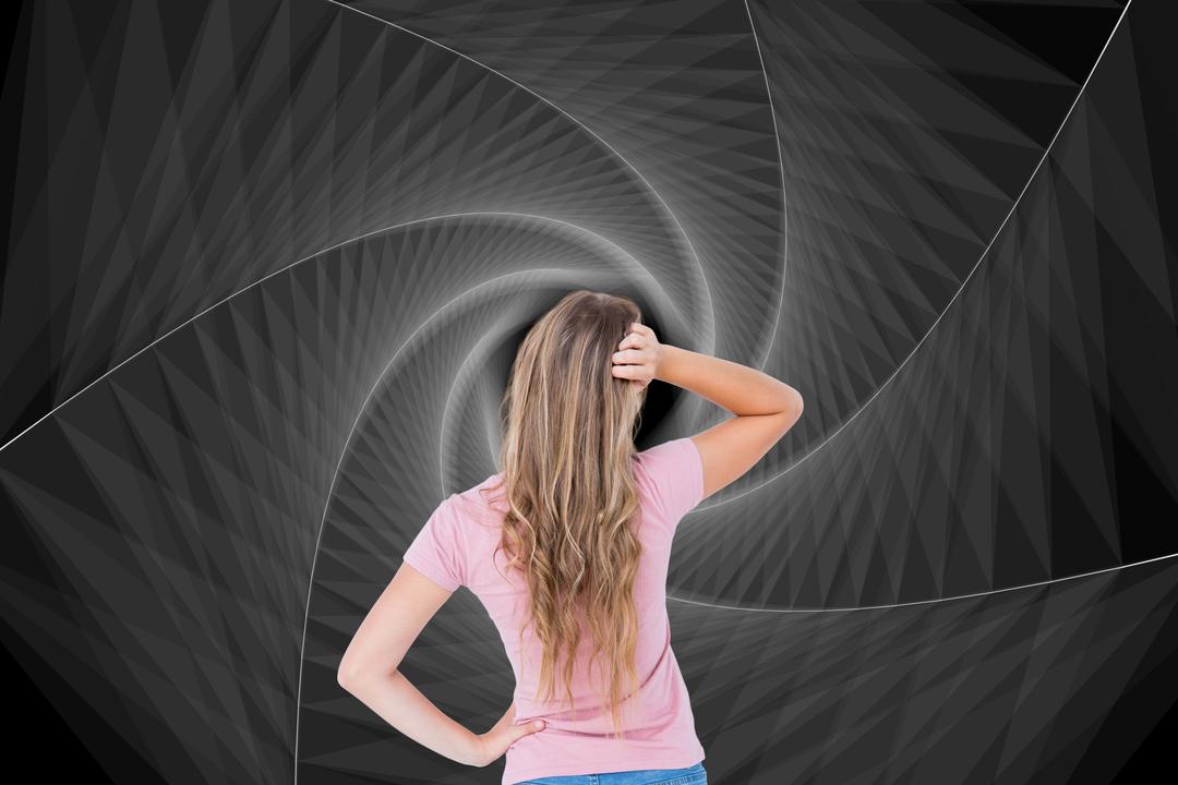 Digital composite image of confused woman scratching head - Free Images, Stock Photos and Pictures on Pikwizard.com
