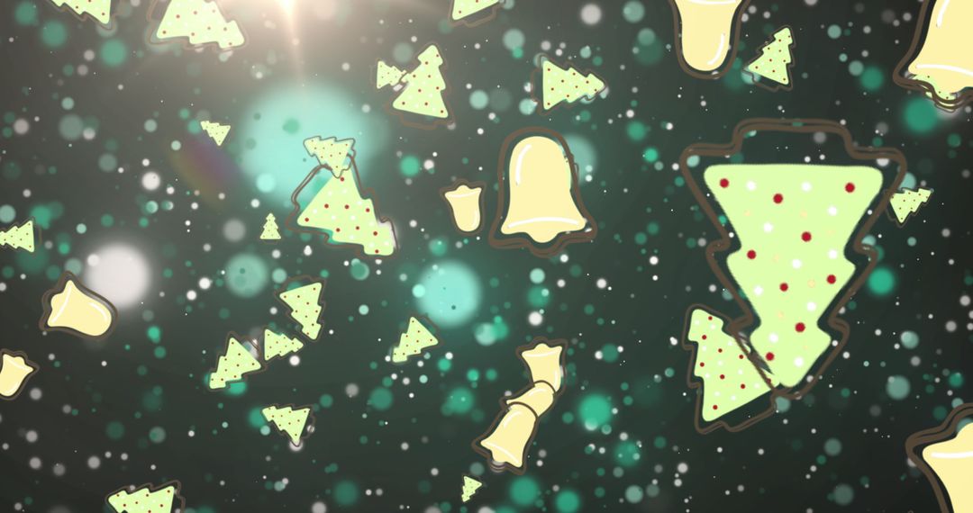 Festive Christmas Bells and Trees with Glowing Lights