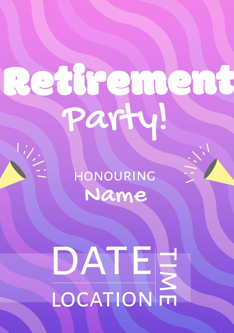 Vibrant Retirement Party Invitation Template with Celebration Elements - Download Free Stock Templates Pikwizard.com