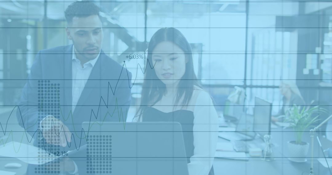 Diverse Business Team Analyzing Financial Data Digital Interface