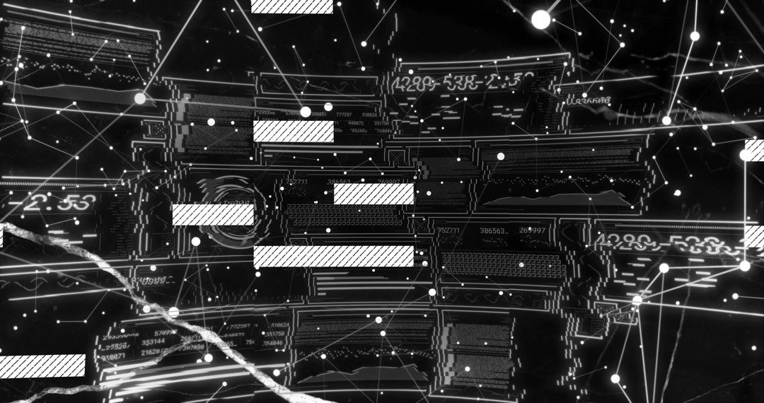 Futuristic Digital Network Interface with Complex Data Visualization