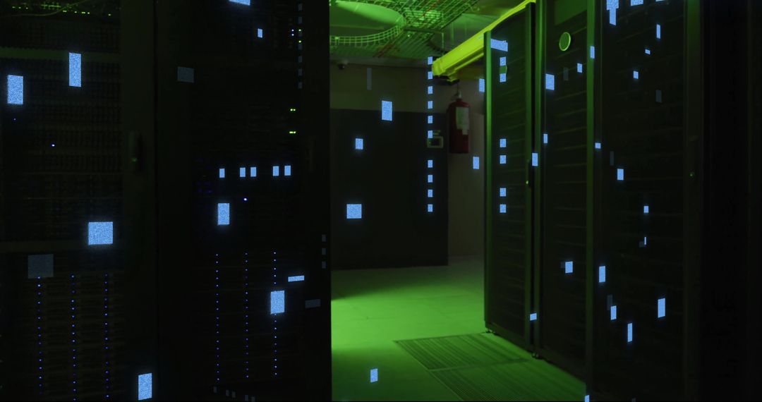 Data Processing Concept in Dimly Lit Server Room