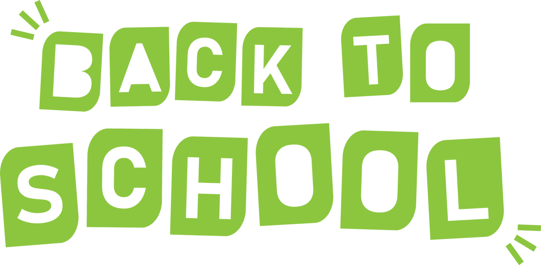 Vibrant 'Back to School' Text in Lime Green on Transparent Background