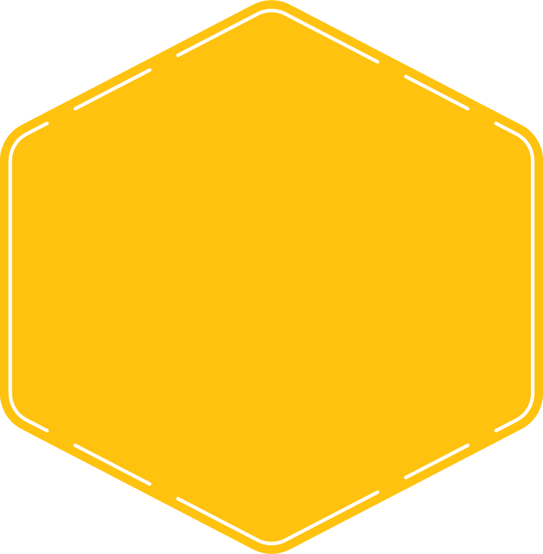 Solid Yellow Hexagon Banner Design on Transparent Background