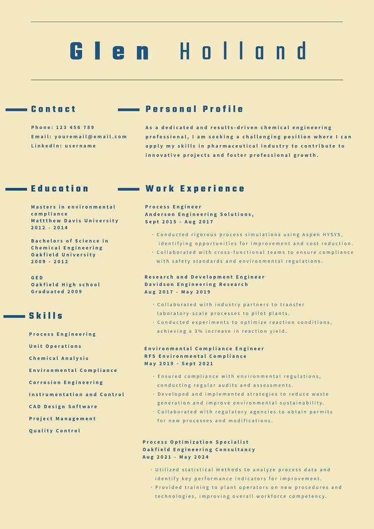 Minimalist Chemical Engineer Resume Template with Enhanced Readability - Download Free Stock Templates Pikwizard.com