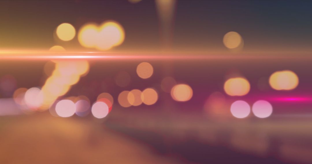 Abstract Blurred City Lights at Night Creating Bokeh Effect