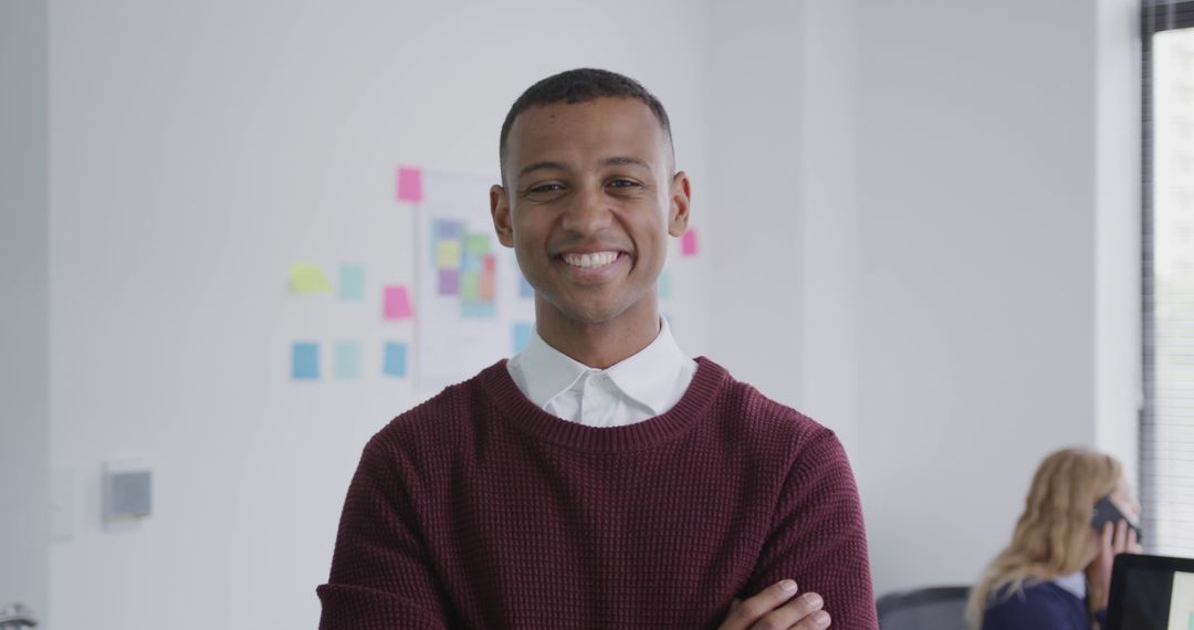 Cheerful Professional in Modern Office Smiling Confidently