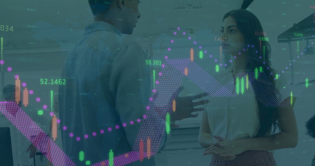 Professionals Discussing Projected Financial Charts in Modern Meeting