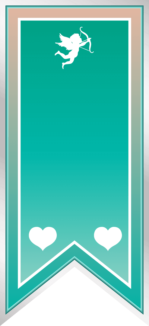 Cupid and Heart Banner on Transparent Background