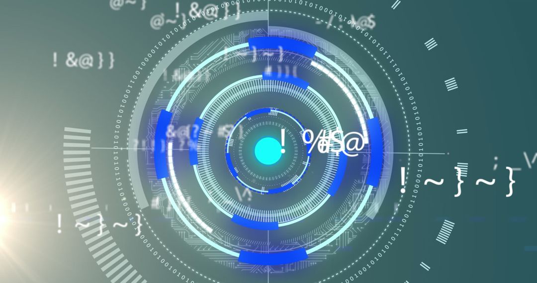 Abstract Tech Circles with Data and Math Formulas