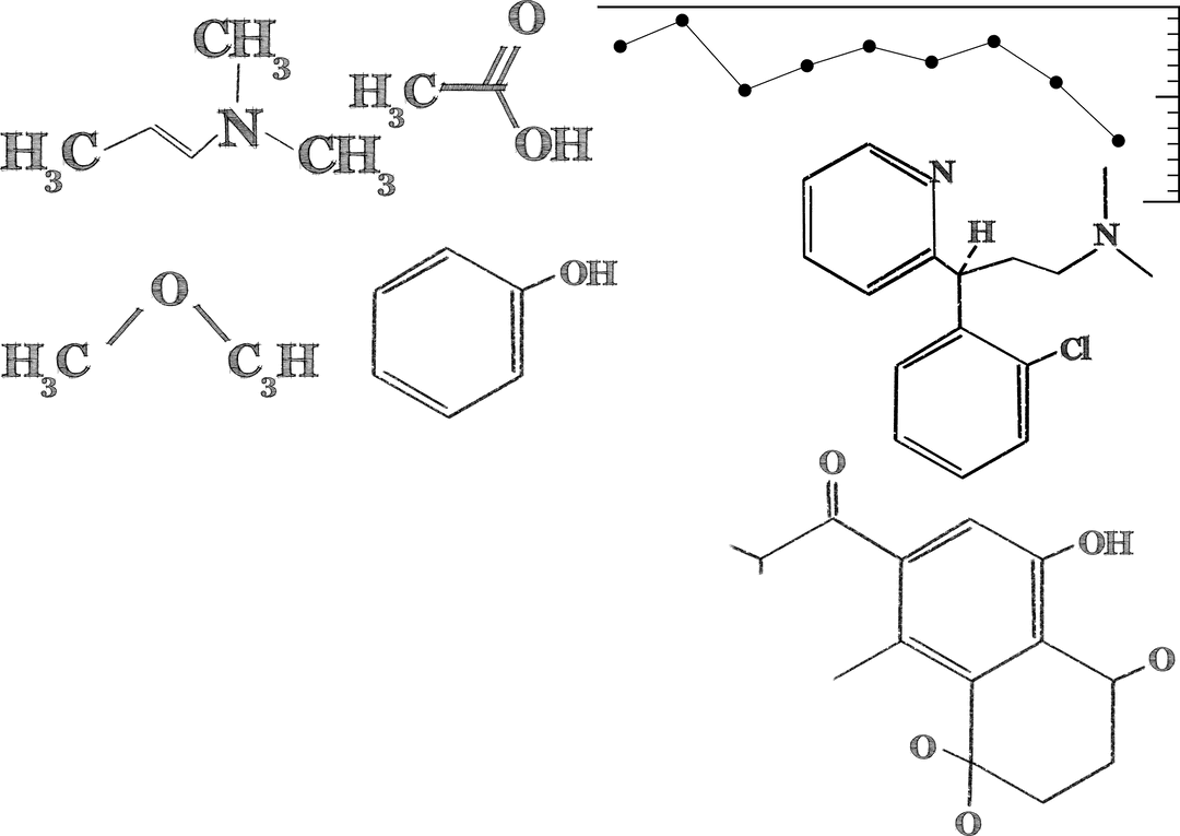 Digitized Chemical Formula on Transparent Background with Copy Space