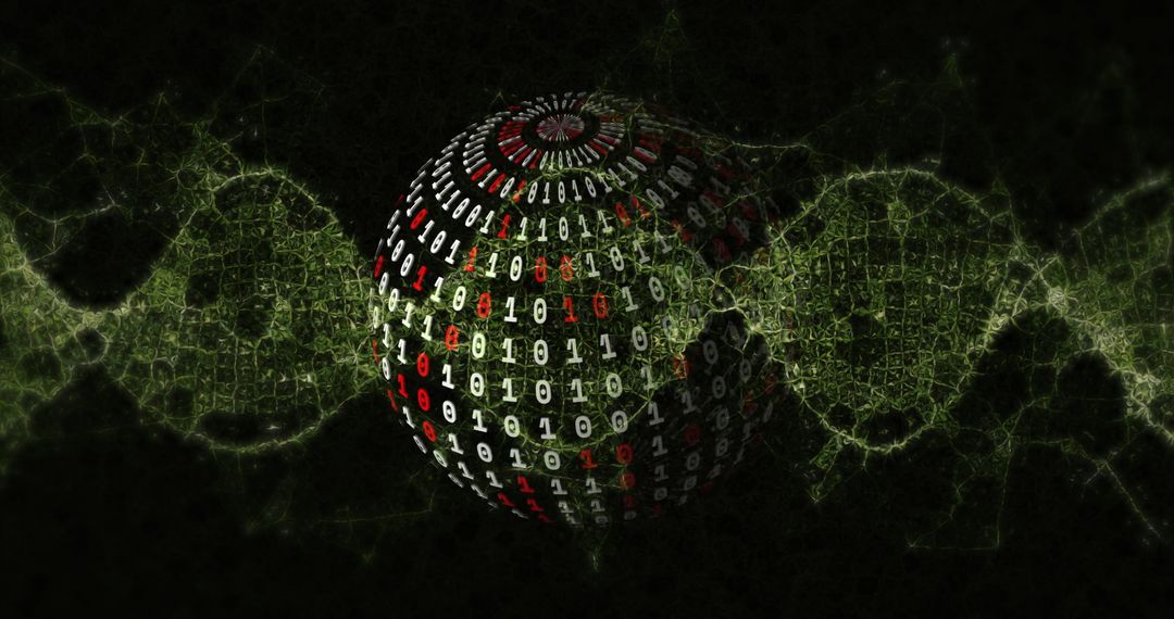 Futuristic Sphere Displaying Binary Code in Digital Network