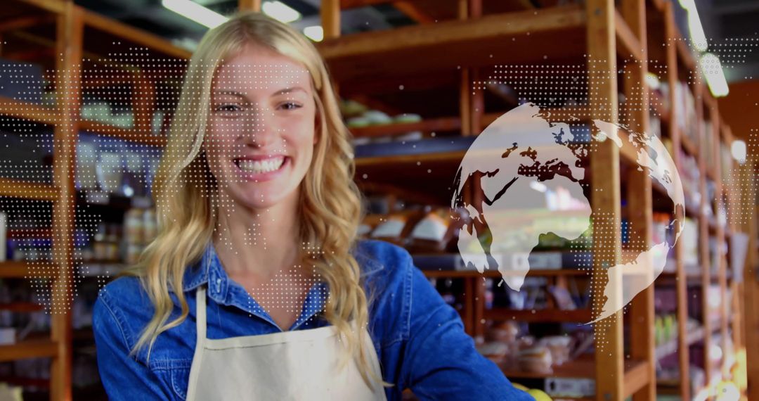 Artisan Baker Smiling in Rustically Decorated Bakery with Global Concept