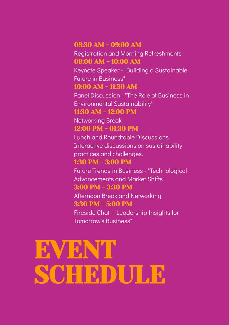 Colorful Event Schedule on Bold Pink Background - Download Free Stock Templates Pikwizard.com