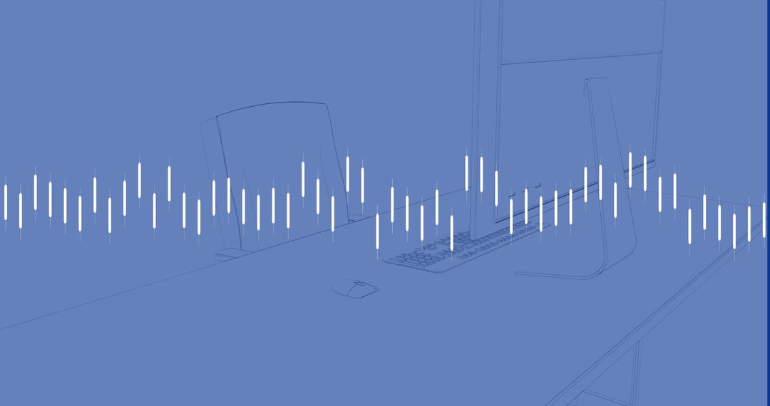 Data Processing Interface Overlaid on Office Desk Sketch