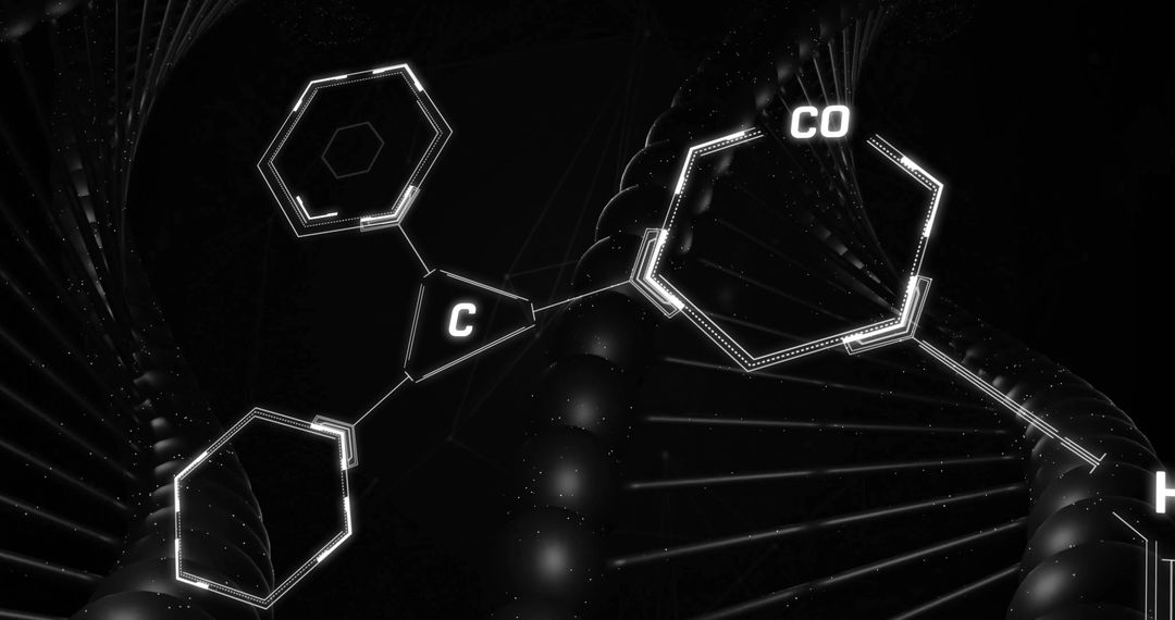Futuristic DNA Strand and Molecular Diagram Symbolize Modern Science