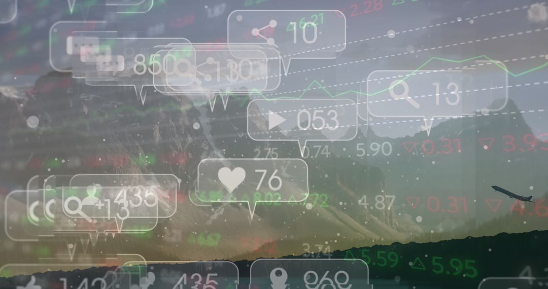 Social Media Engagement Over Mountainous Landscape