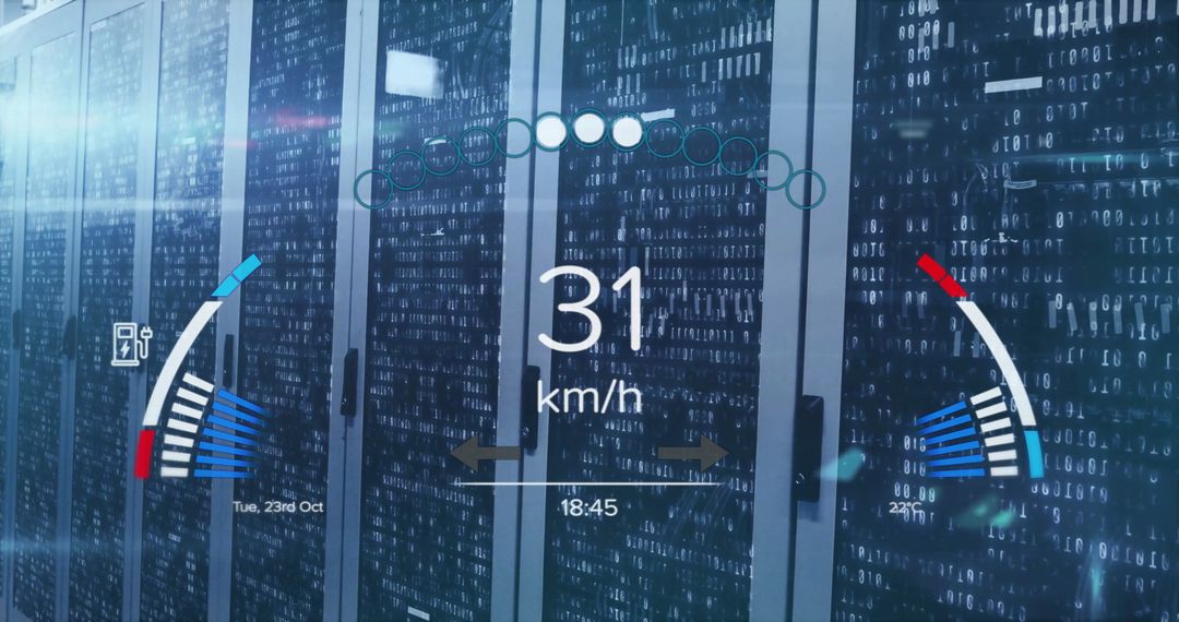 Digital Interface Overlay on Server Room Concept