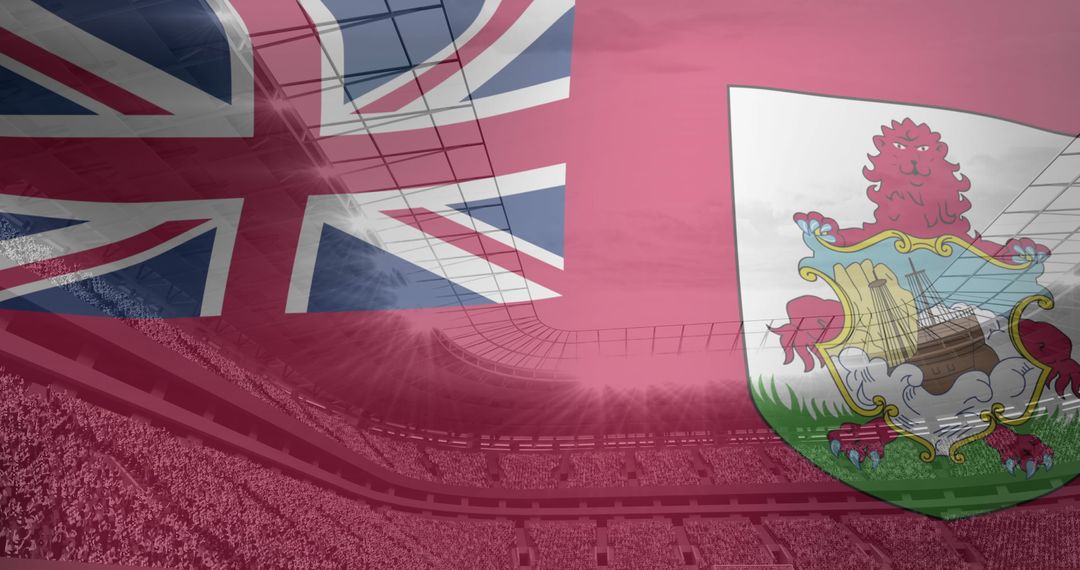 Bermuda Flag over Digital Sports Stadium, Concept Image - Free Images, Stock Photos and Pictures on Pikwizard.com