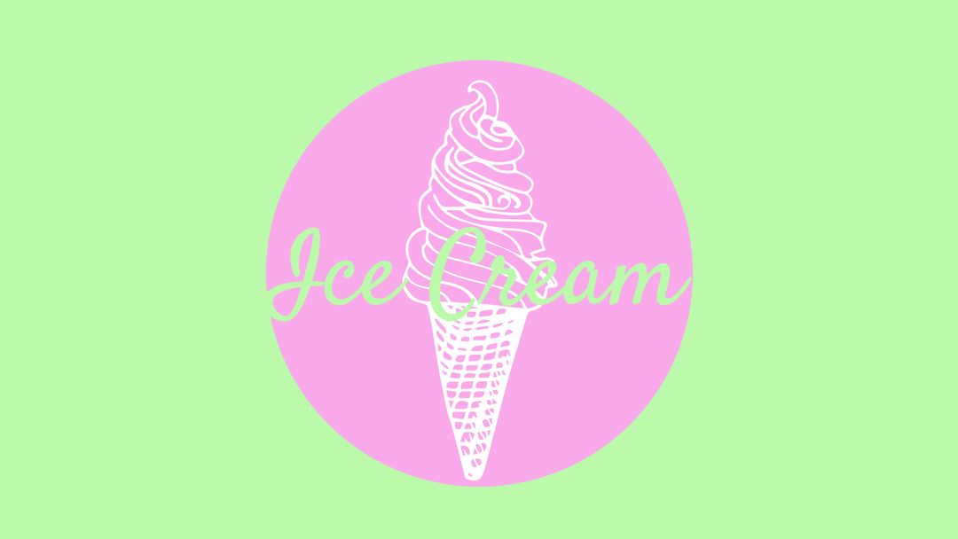 Ice Cream Icon and Text with Pastel Colors on Green Background - Download Free Stock Templates Pikwizard.com