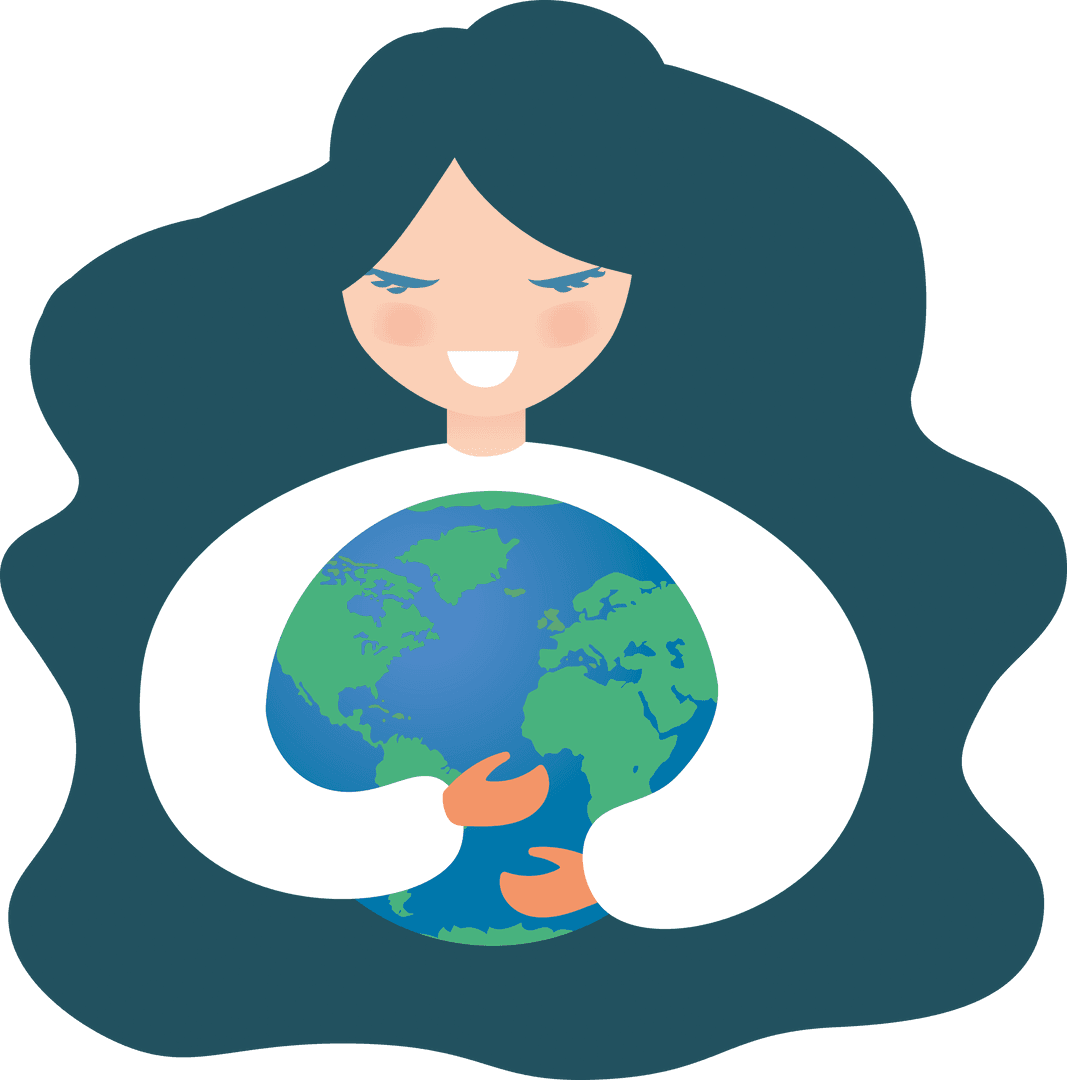 Woman Embracing Globe Transparent PNG Vector