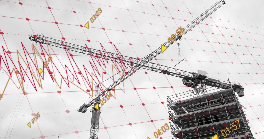 Construction Crane with Financial Data Overlay Concept