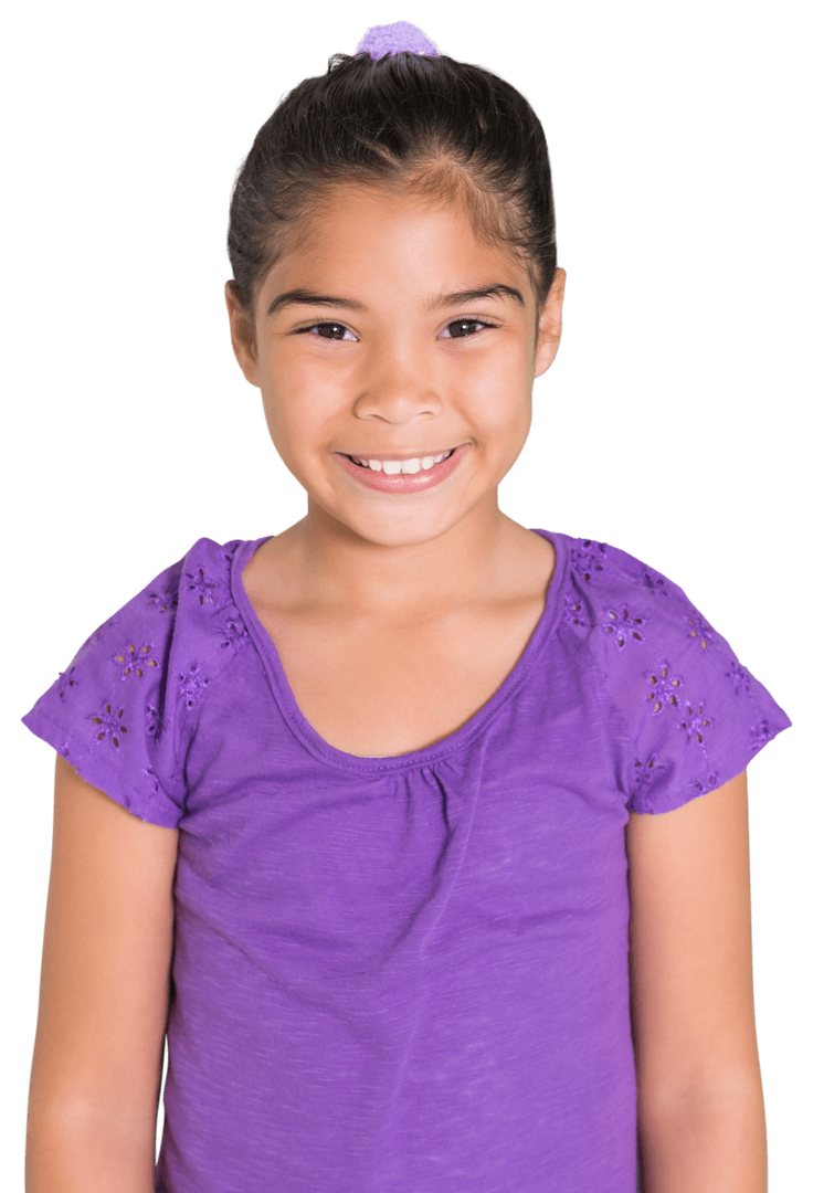 Smiling Biracial Girl on Transparent Background Embracing Joy