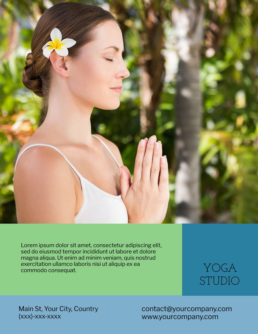 Serene Woman Practicing Yoga in Lush Greenery