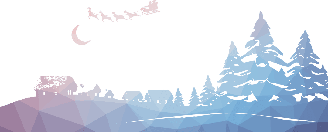 Transparent Winter Wonderland with Santa Flying Sleigh