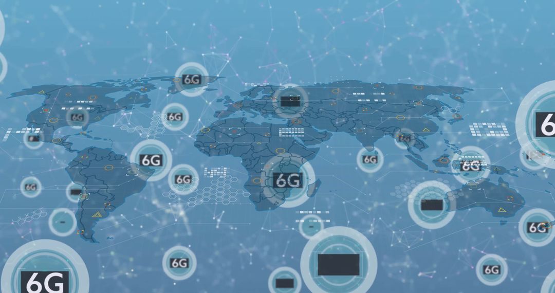 Global 6G Network Concept with World Map and Digital Interface Elements