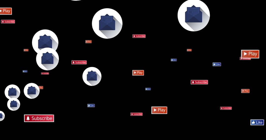 Floating Social Media Icons in Dark Digital Space