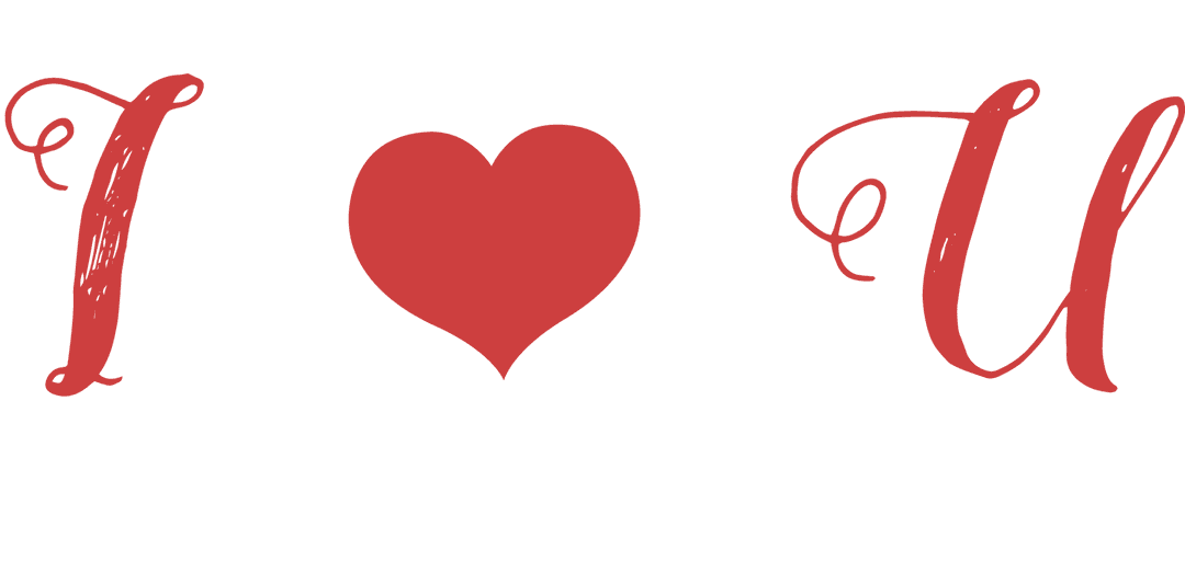 I Heart U Typography on Transparent Background for Romantic Design