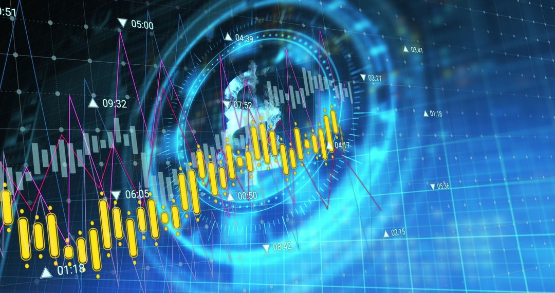 Digital Currency and Data Visualization in Blue Technology Space